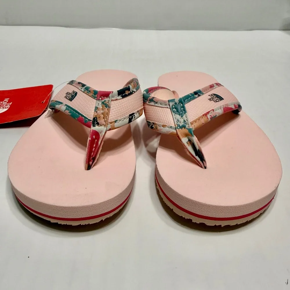 The North Face Kids Base Camp Flip Flops Pink Floral Sandals Size 12 NEW